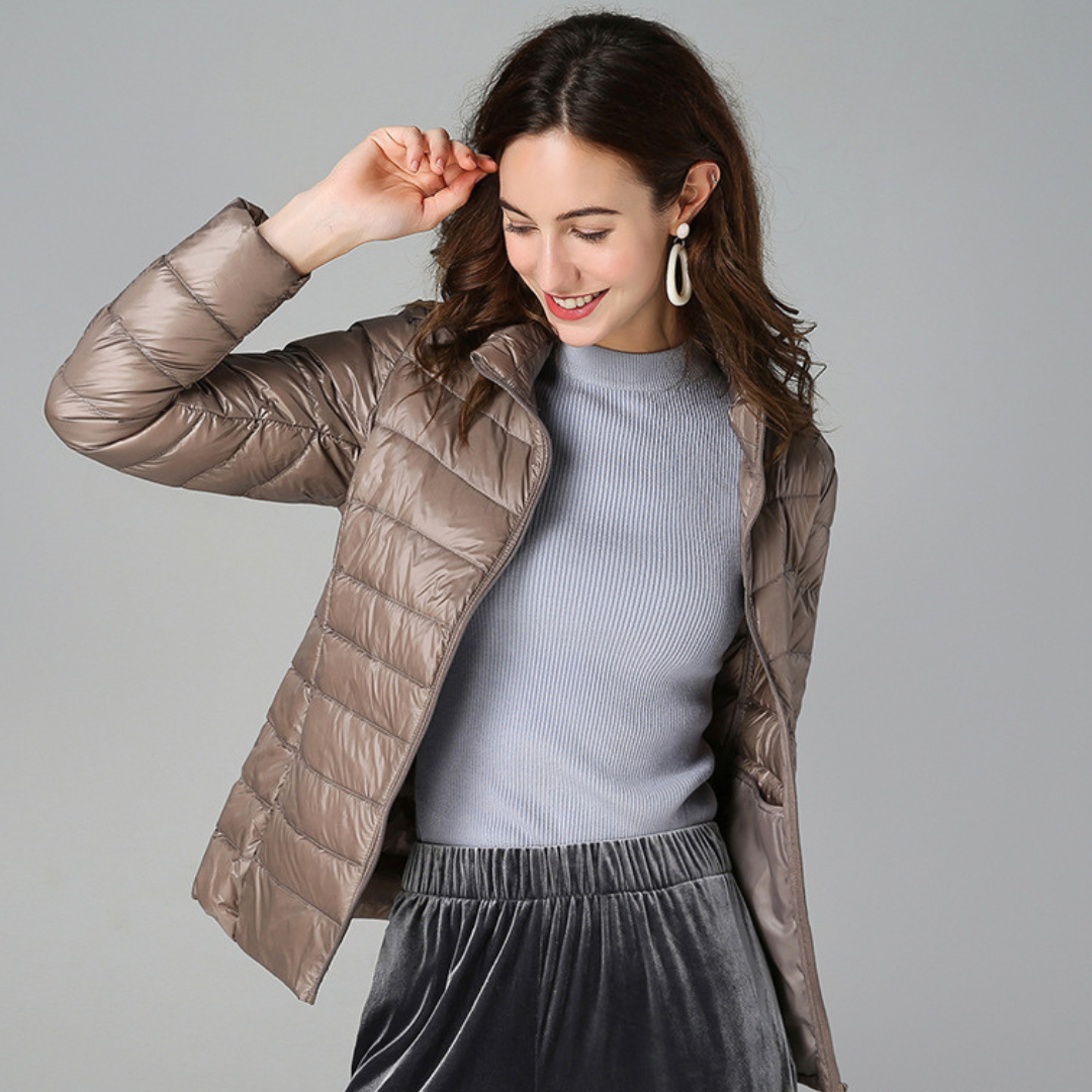 Rhoselle™ - Veste En Duvet Ultralégère Avec Plis Sophistiqués