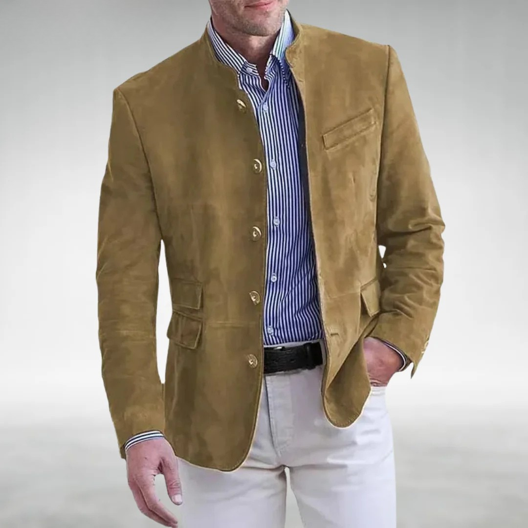 Veste homme effet daim à col montant élégant