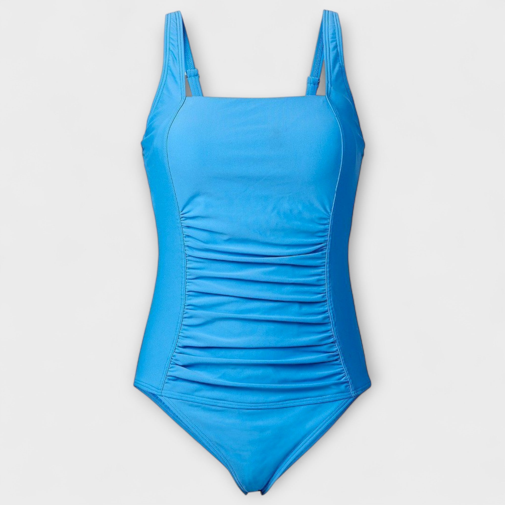 Maillot de Bain Une Pièce Femme Col Carré Froncé Latéral Gainant Uni