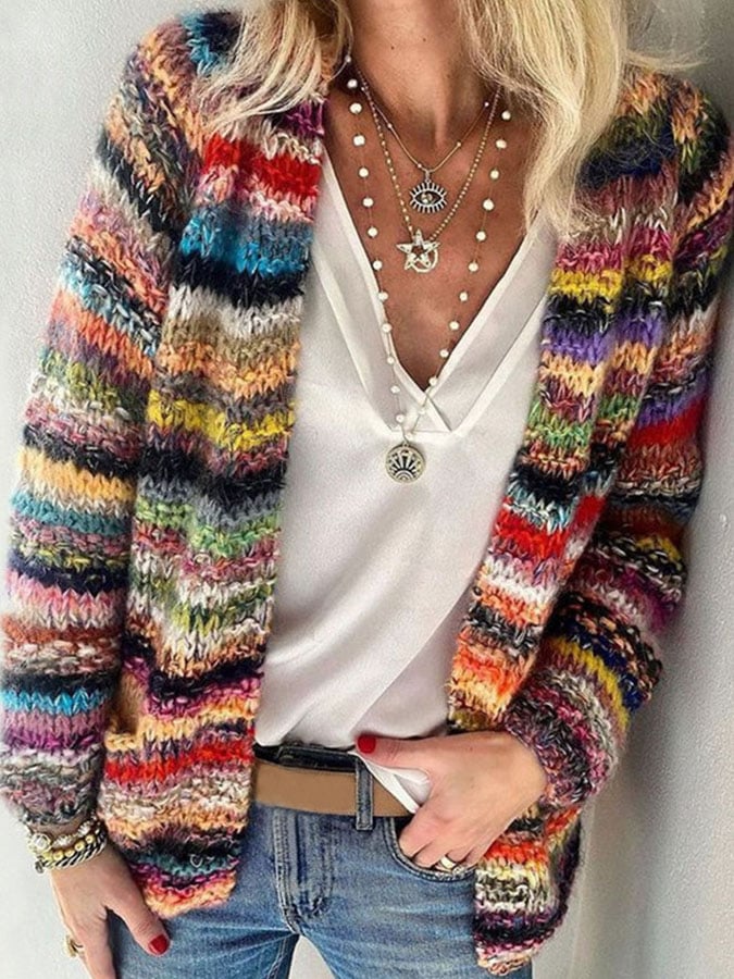 Cardigan Multicolore en Maille Esprit Bohème et Confort Quotidien