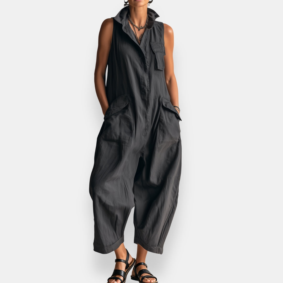 Combinaison femme sans manches oversize avec poches utilitaires
