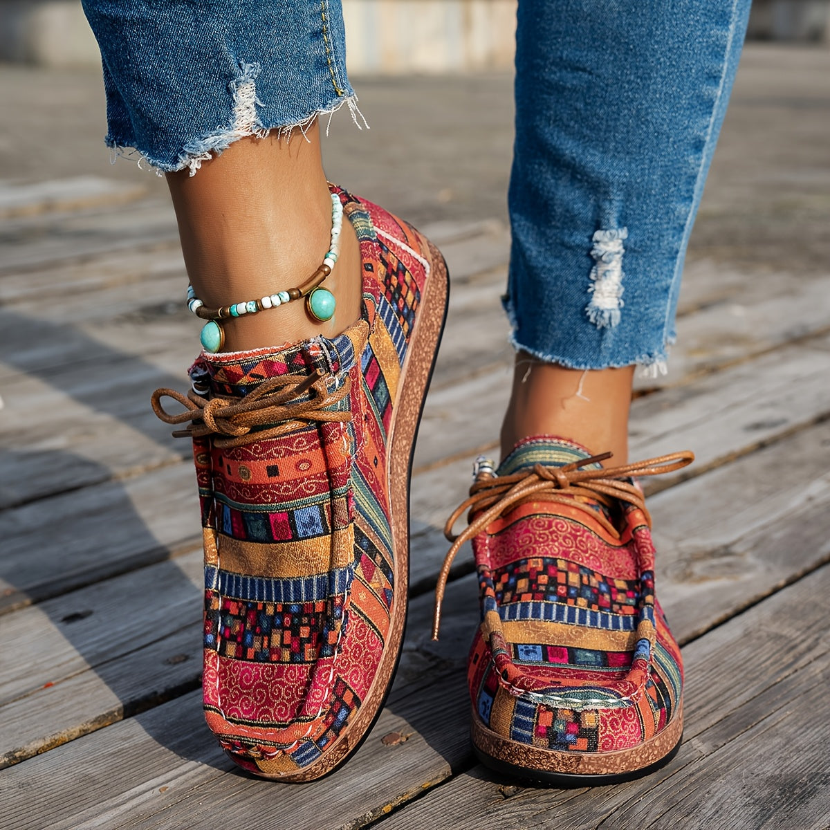 Baskets femme patchwork à lacets pour confort quotidien