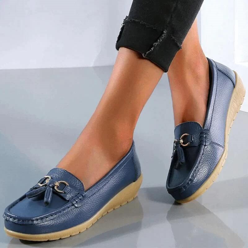 Mocassins Femme À Enfiler Finition Texturée Semelle Souple Usage Quotidien
