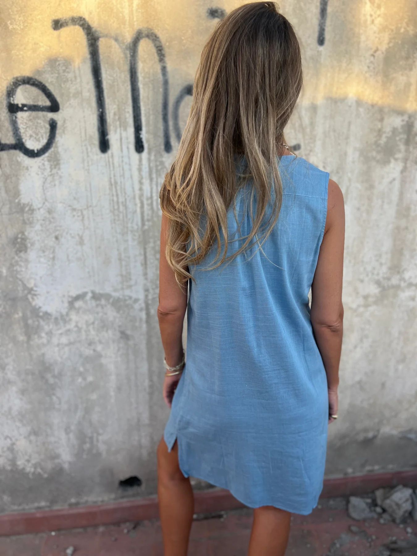 Robe Femme Coton Lin Coupe Ajustée Col V Boutons Style Décontracté