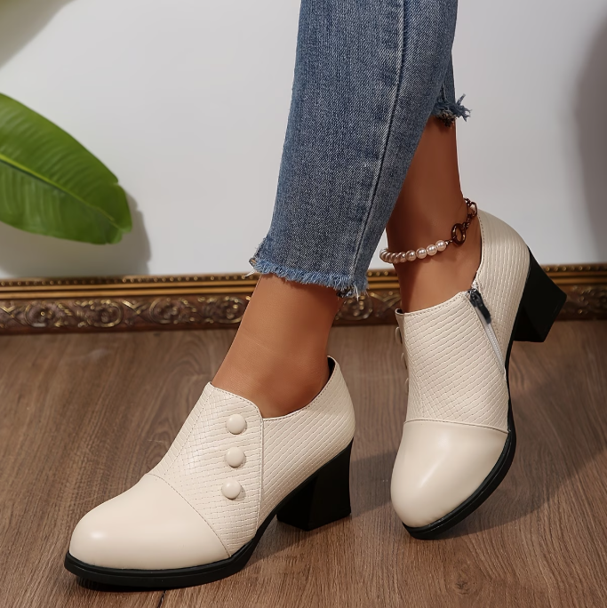 Escarpins femme à talon bloc et fermeture zippée