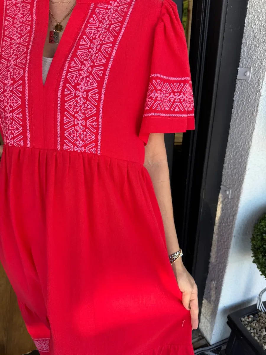 Robe Femme Longue Bohème Col V Coupe Fluide Confort Été