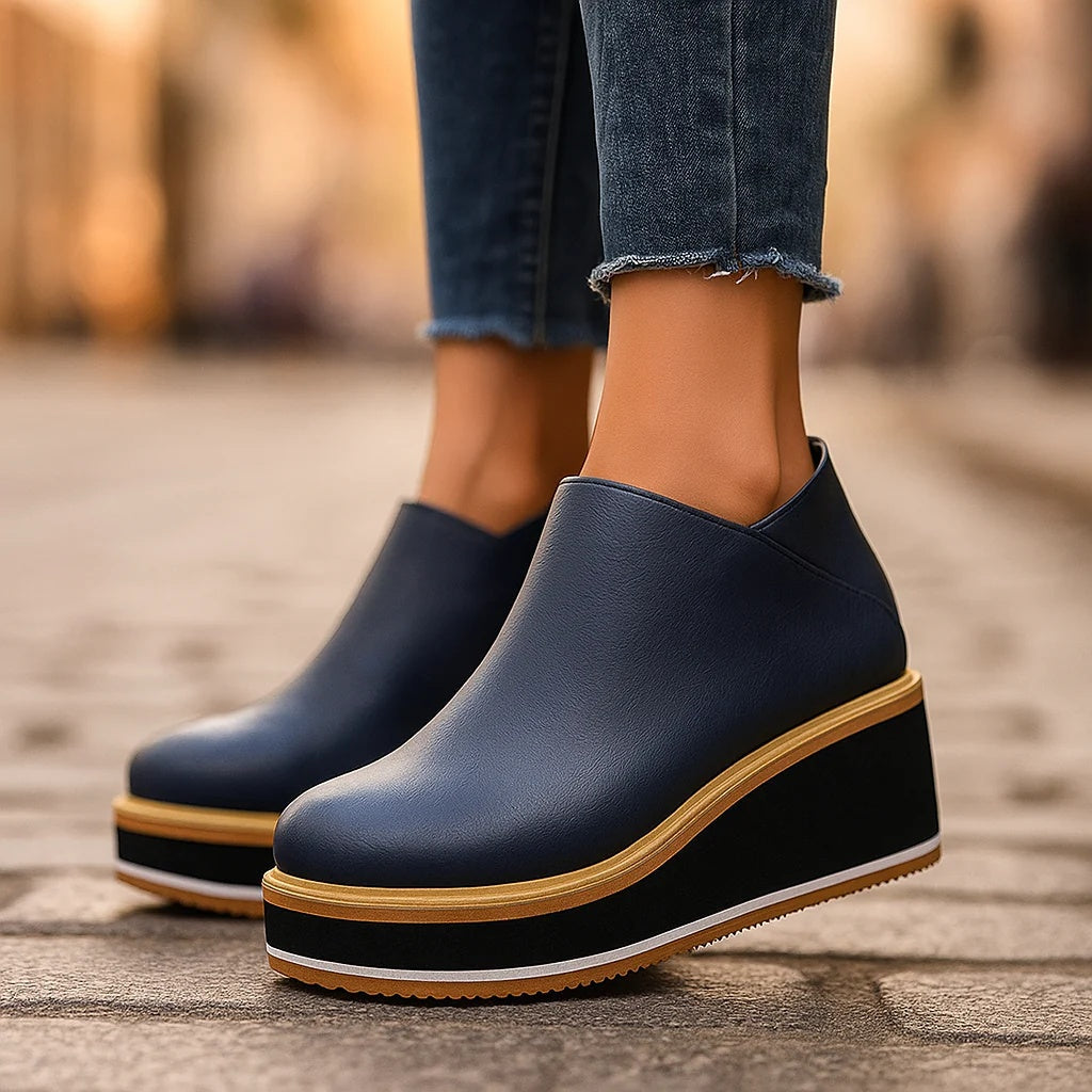 Bottines femme compensées à zip latéral