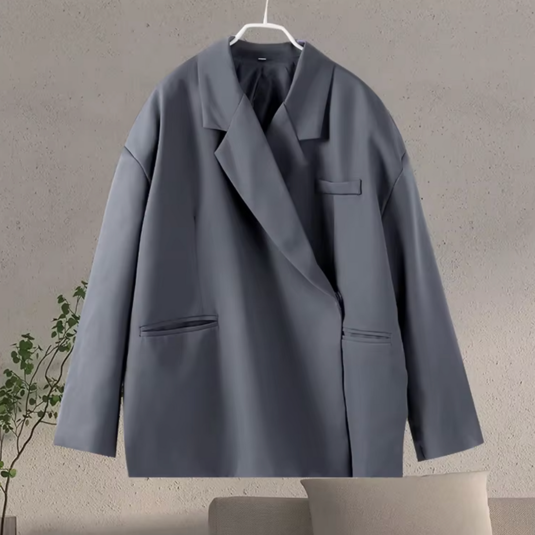 Blazer femme oversize manches longues coupe structurée fermeture boutonnée bureau