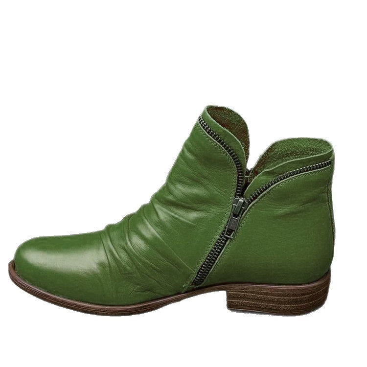 Bottines femme en similicuir à zip latéral et talon bas