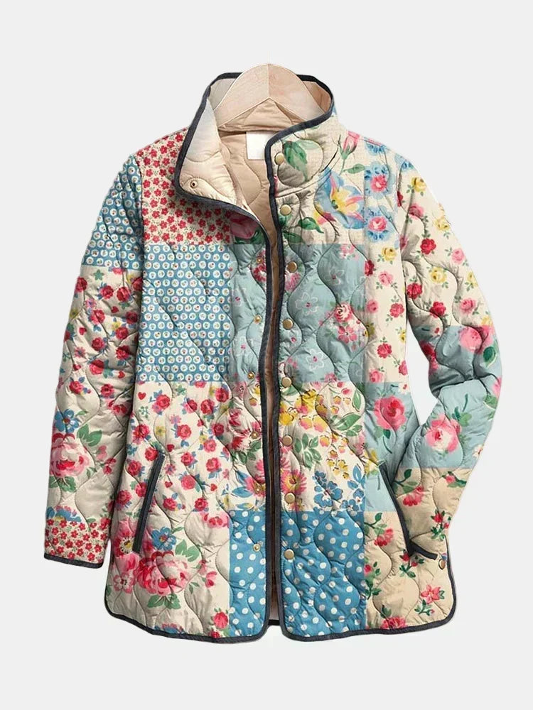 Veste femme matelassée à imprimé floral mi-saison