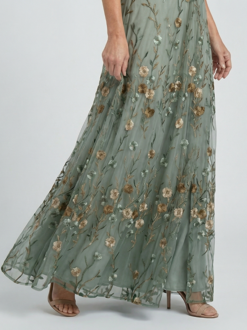 Robe longue femme fleurie à col cache-cœur