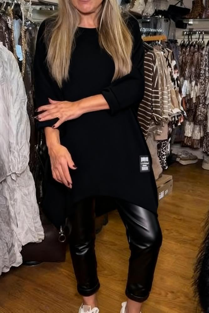 Ensemble deux pièces femme avec tunique asymétrique et pantalon