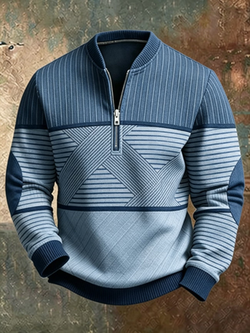 Pull homme graphique à col montant demi-zip