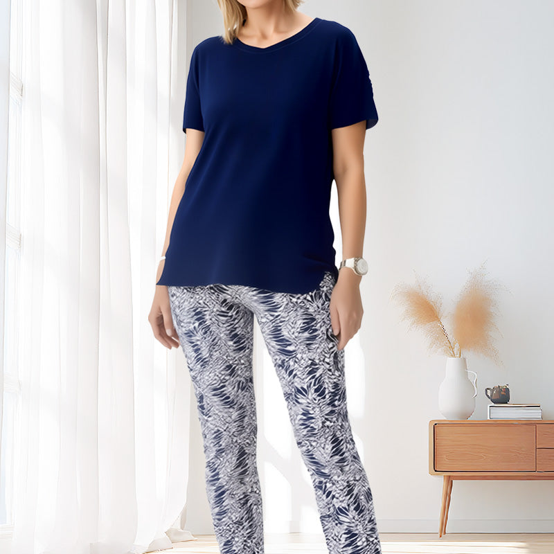 Ensemble Femme Décontracté Coton avec Pantalon Imprimé Fluide