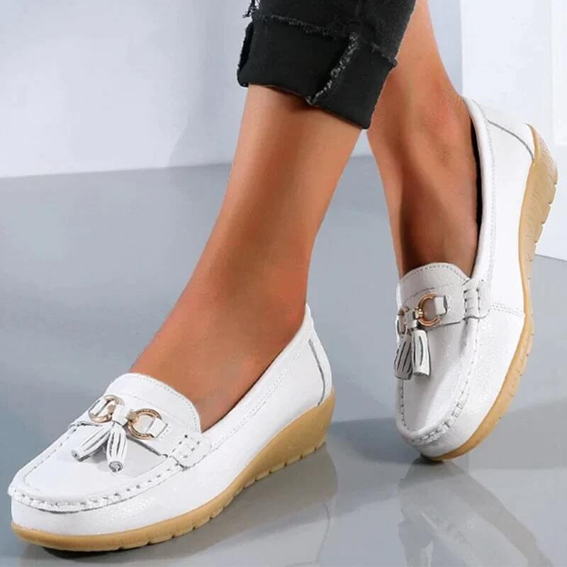 Mocassins Femme À Enfiler Finition Texturée Semelle Souple Usage Quotidien