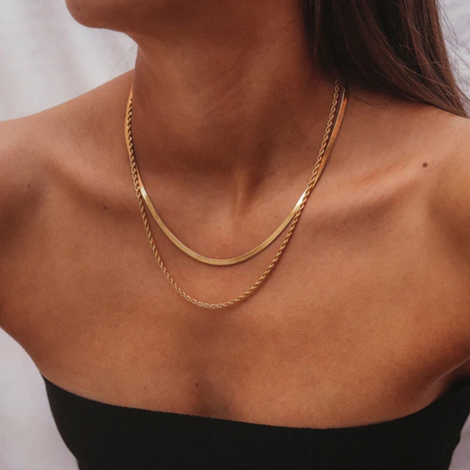 Collier Femme Double Chaîne Minimaliste Doré