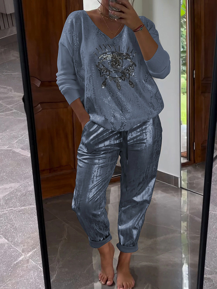 Ensemble Femme Chic 2 Pièces avec Détails Brillants