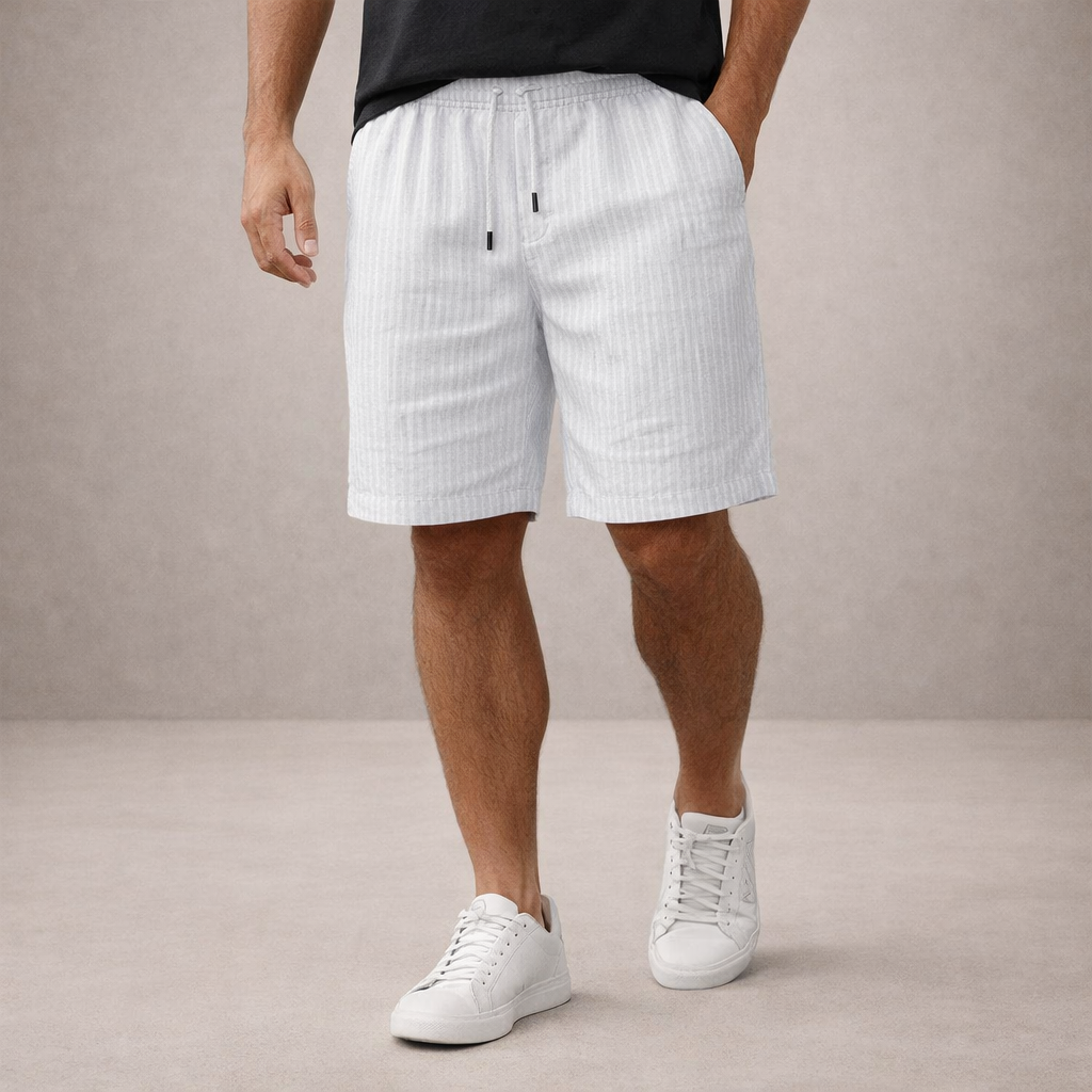 Short homme d’été en lin mélangé avec taille à cordon