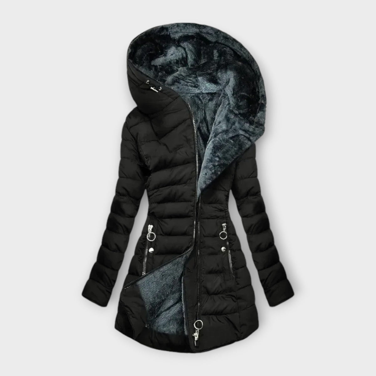 Manteau femme matelassé à capuche doublée