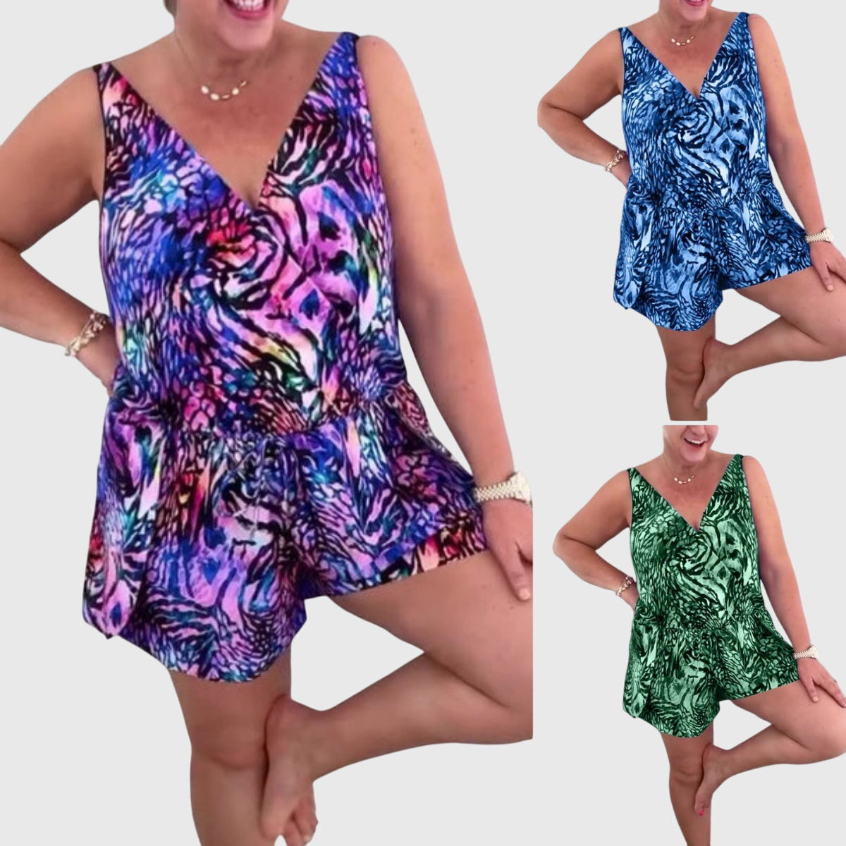 Robe Maillot de Bain Femme Imprimé Élégant Col V Sans Manches Été