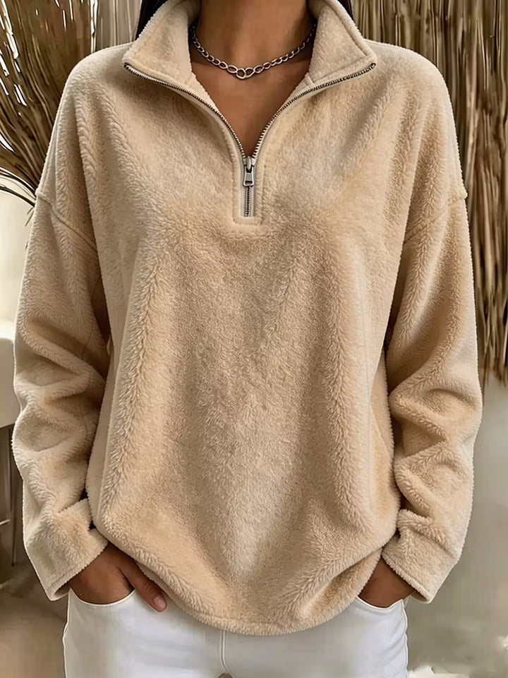 Sweat polaire femme demi-zip confortable