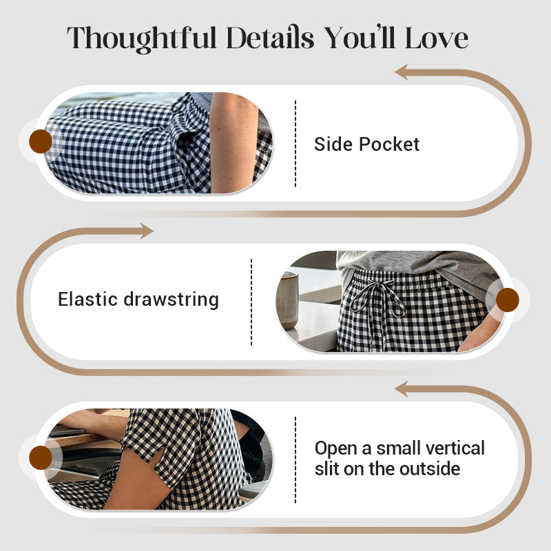 Pantalon capri femme à carreaux vichy et taille élastique