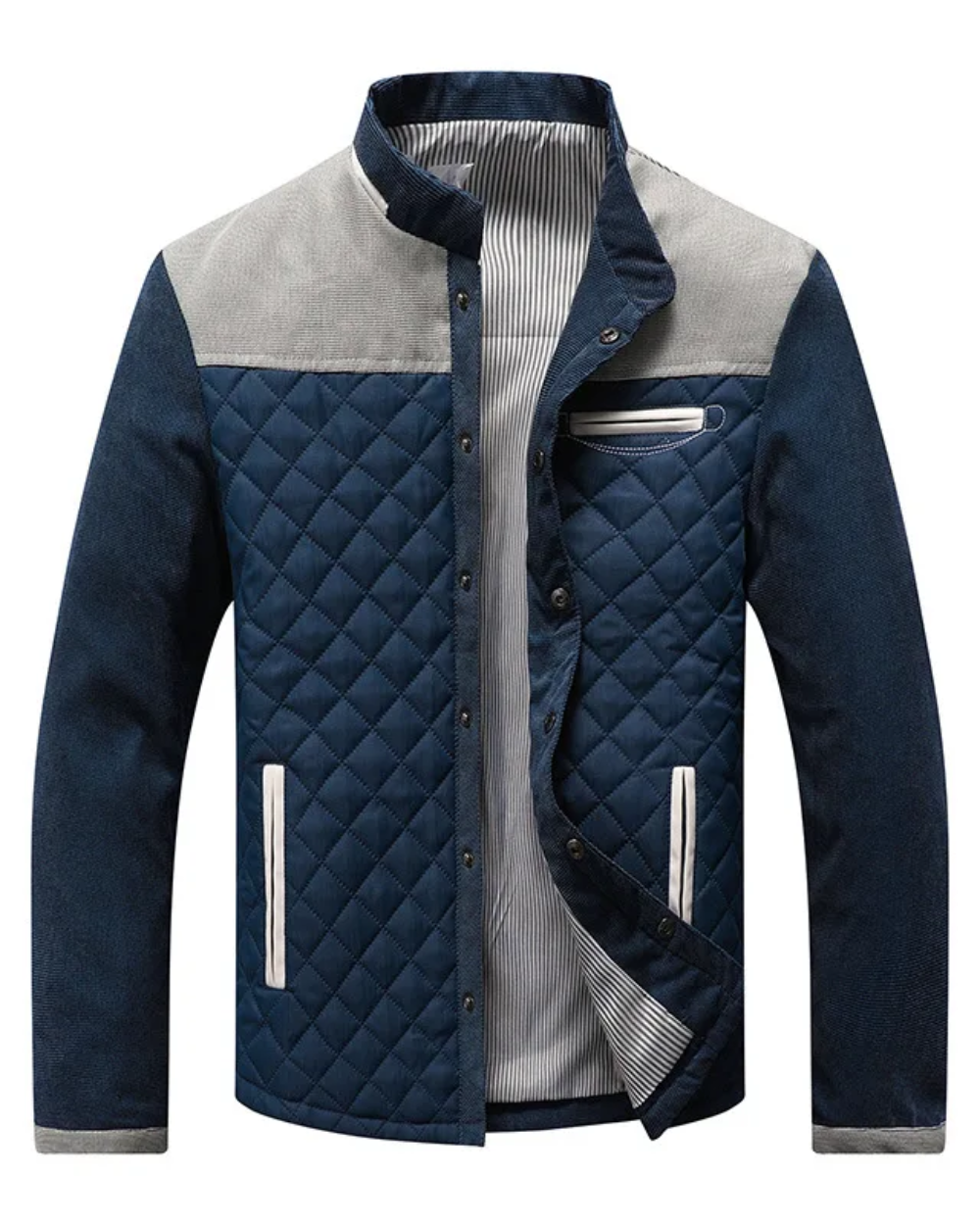 Veste homme matelassée à col montant et empiècements contrastés