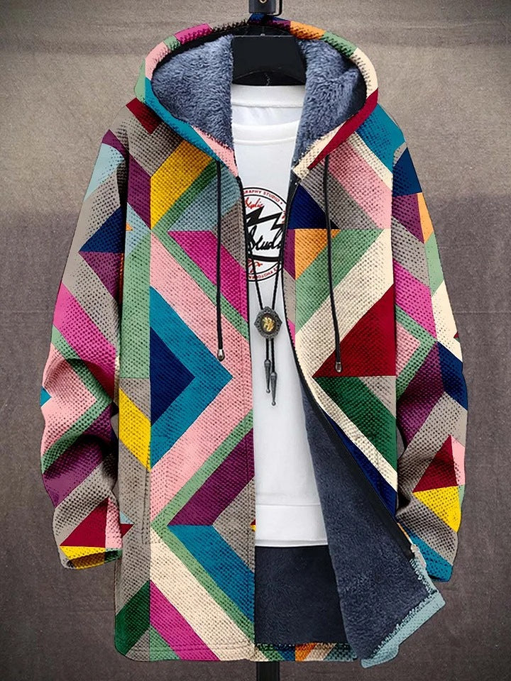 Veste femme à capuche imprimé artistique – veste polaire streetwear chaude