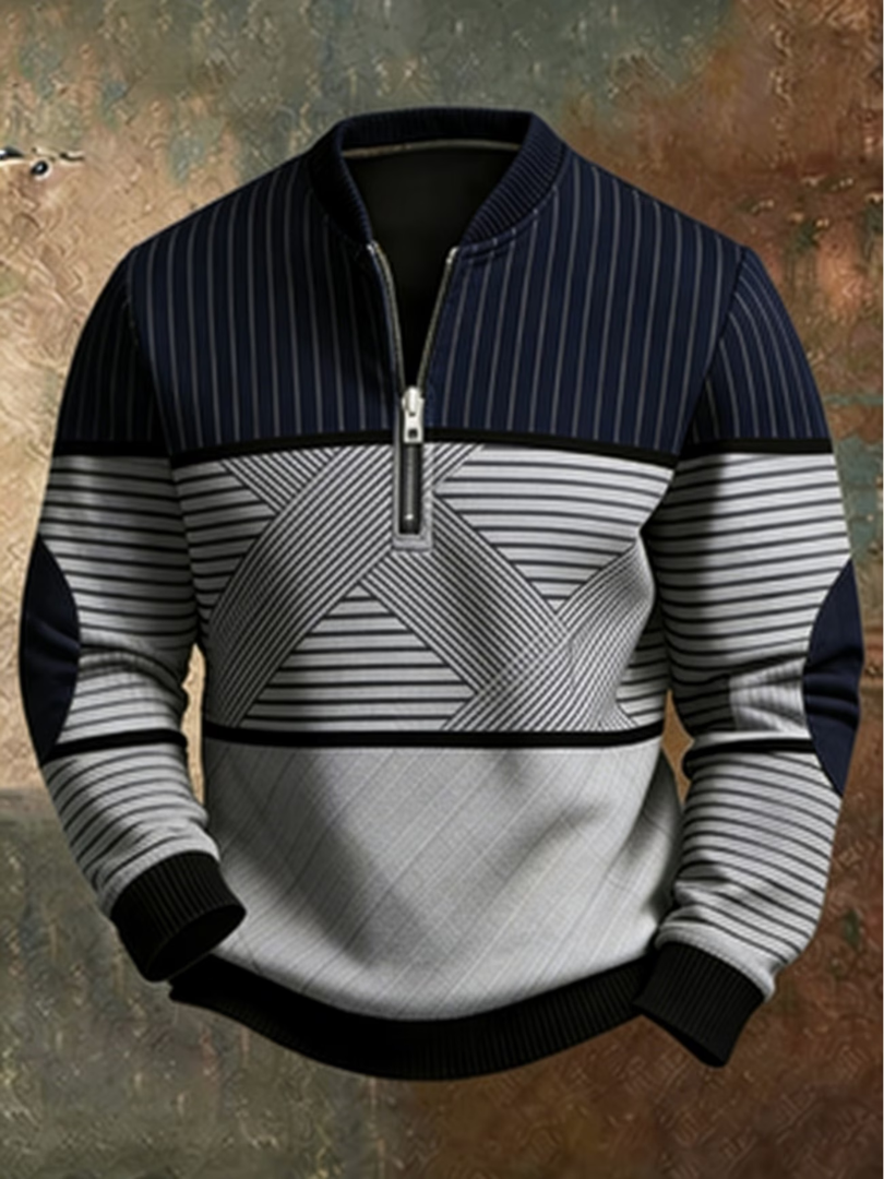 Pull homme graphique à col montant demi-zip