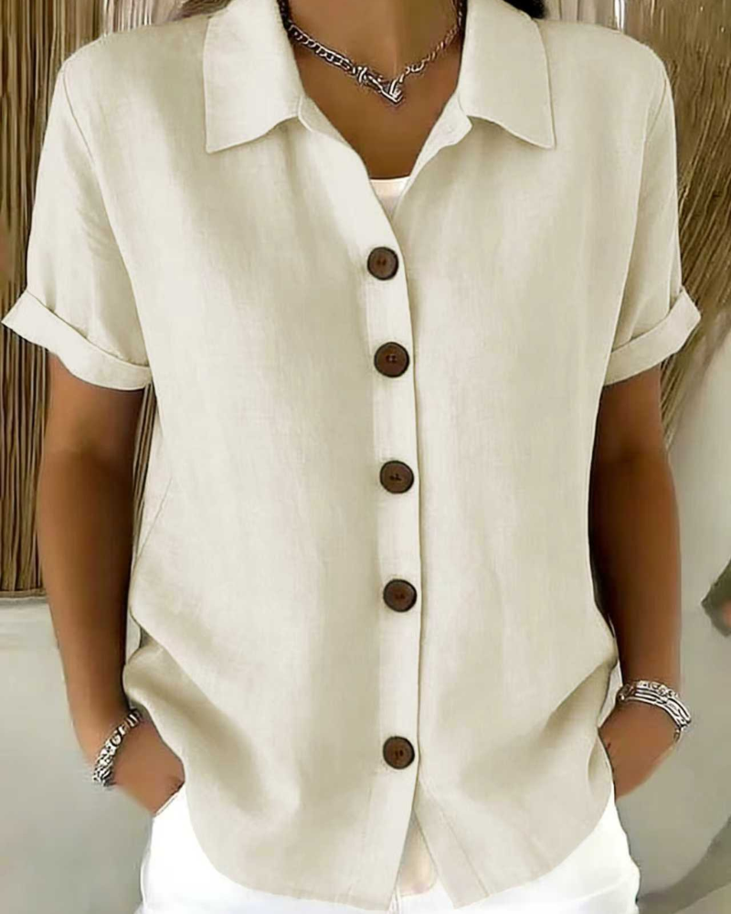 Blouse femme boutonnée à manches courtes en tissu léger