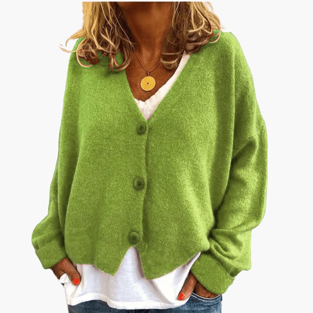 Cardigan femme en maille douce à boutons