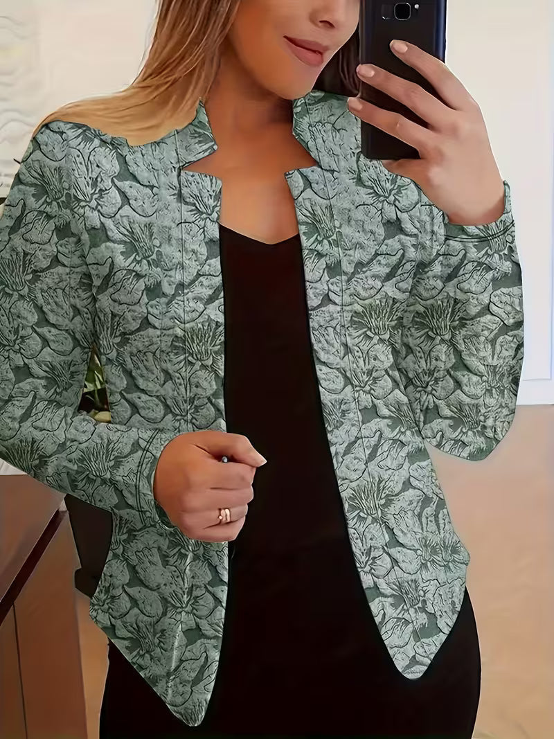 Blazer femme floral ouvert à col structuré