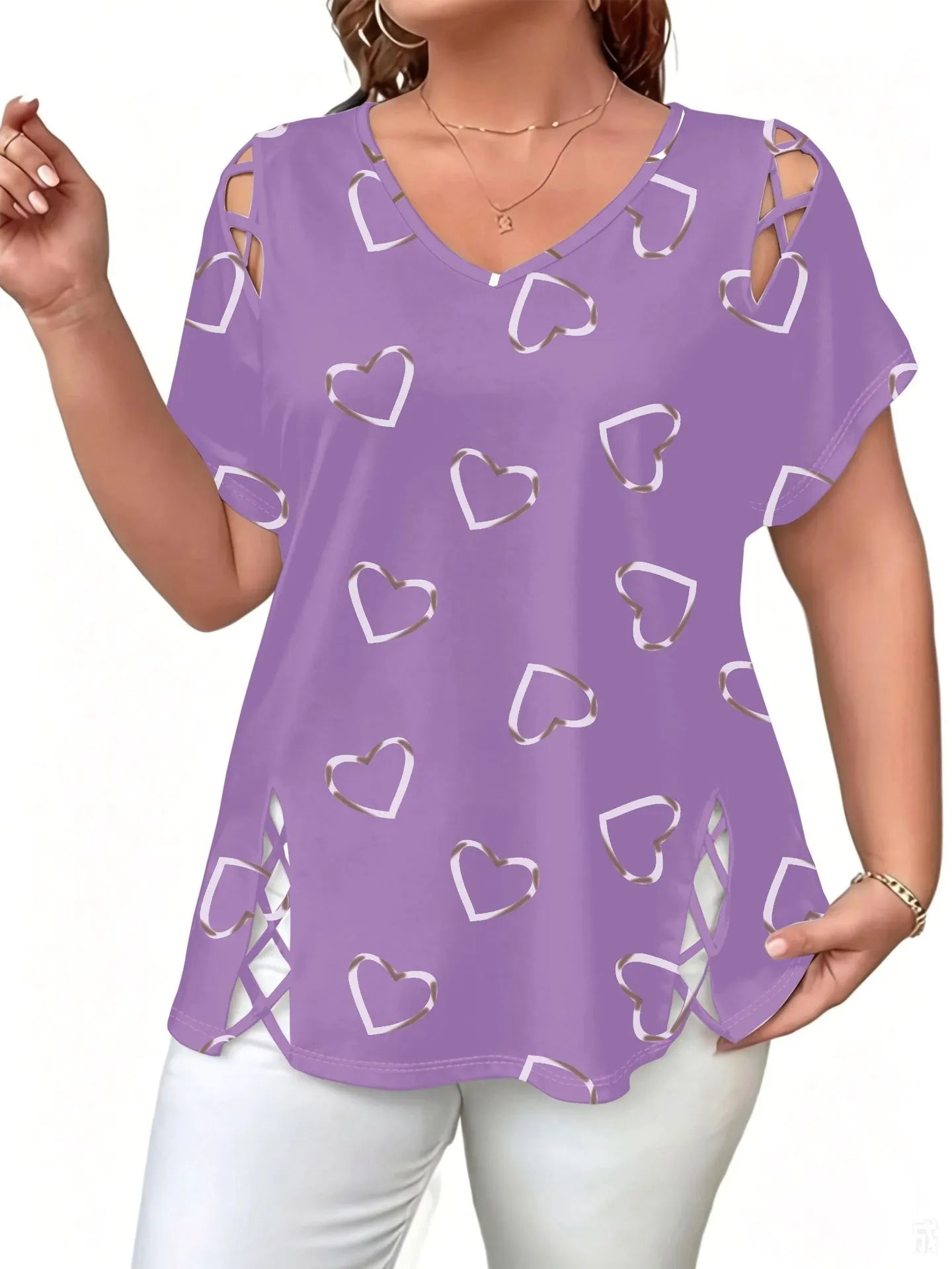 Blouse femme tie-dye avec découpes lacées sur les côtés