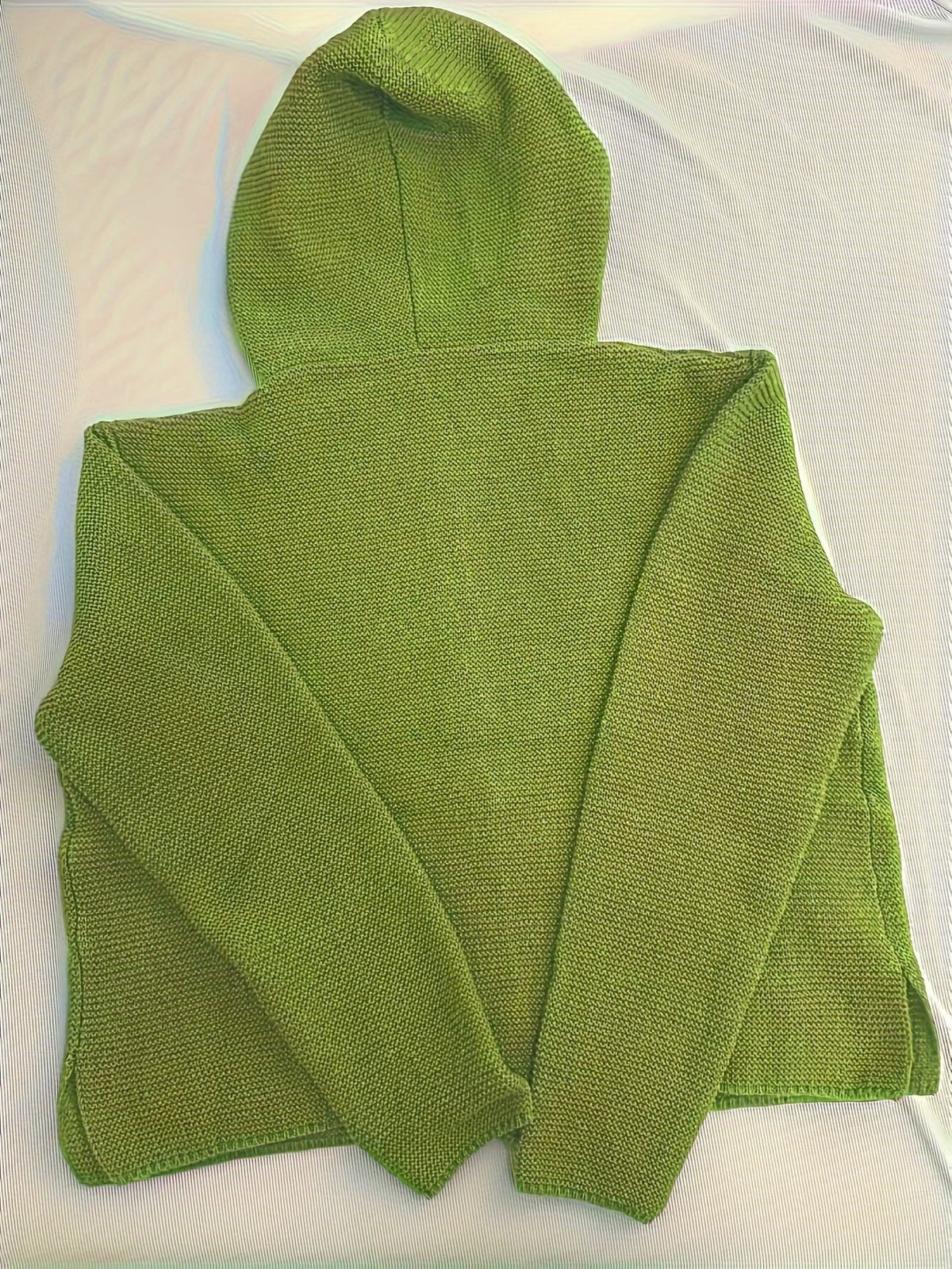 Cardigan femme en grosse maille à capuche et boutons