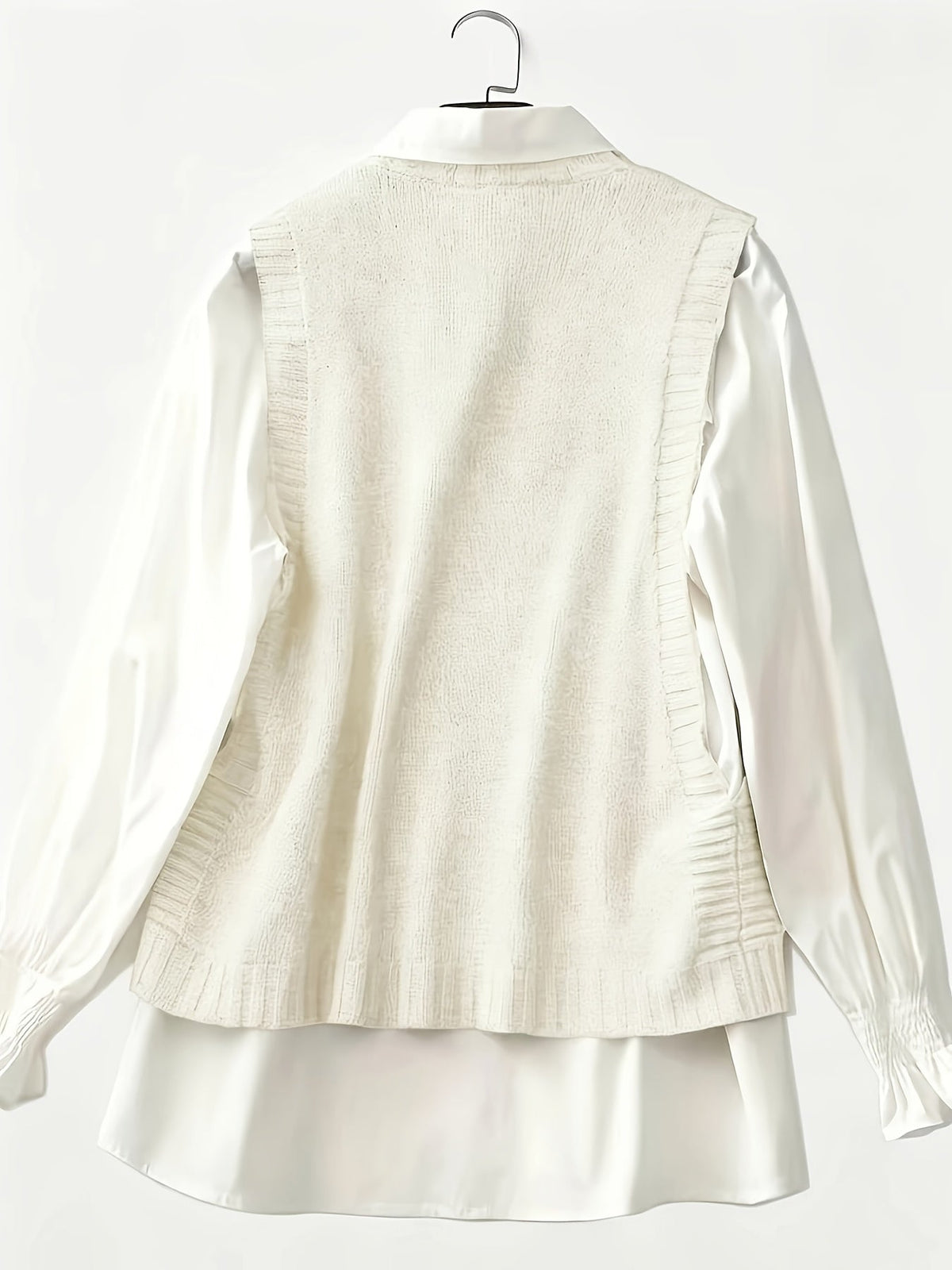 Gilet sans manches femme en maille à boutons décoratifs