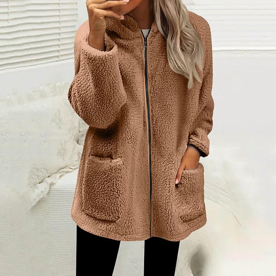 Veste polaire femme zippée à col montant et poches