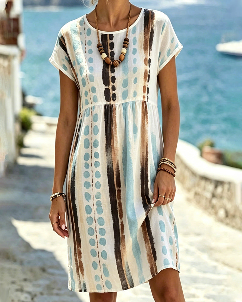 Robe femme à imprimé aquarelle et motifs artistiques
