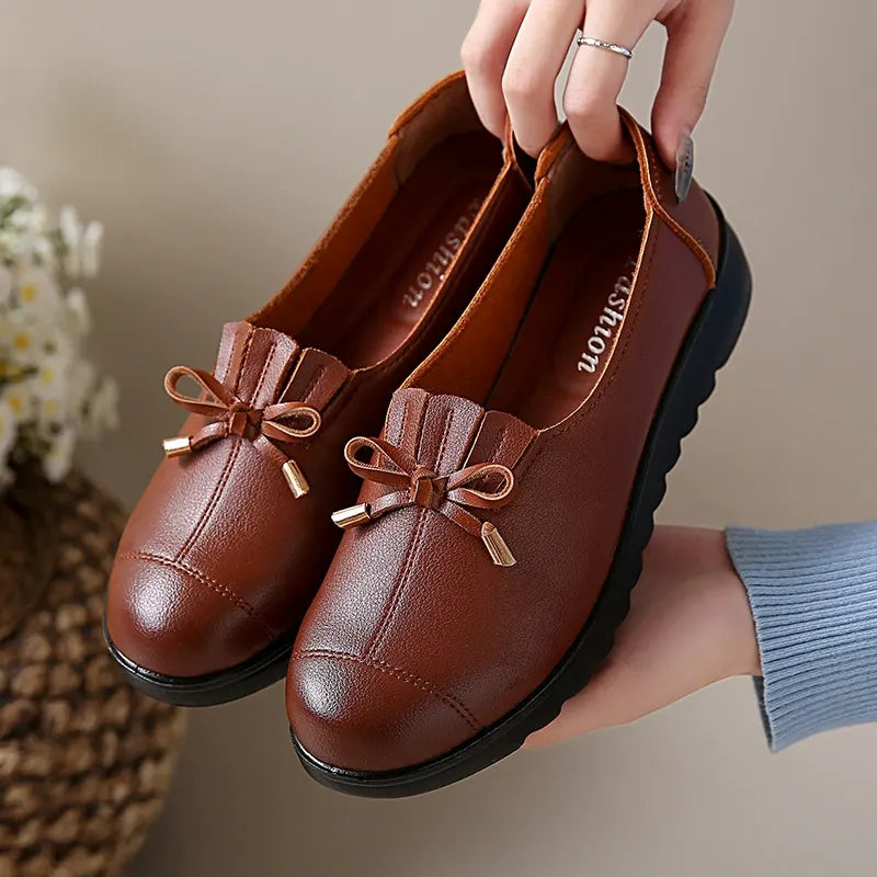Mocassins femme confortables à nœud et semelle plateforme