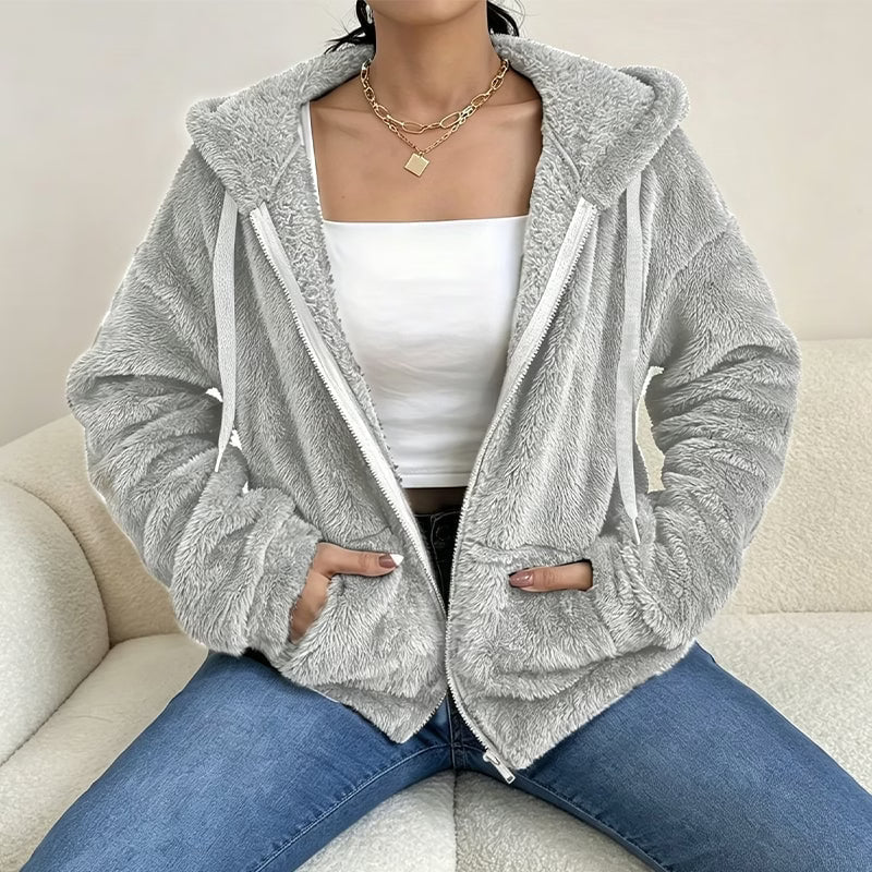 Veste polaire femme à capuche et fermeture zippée
