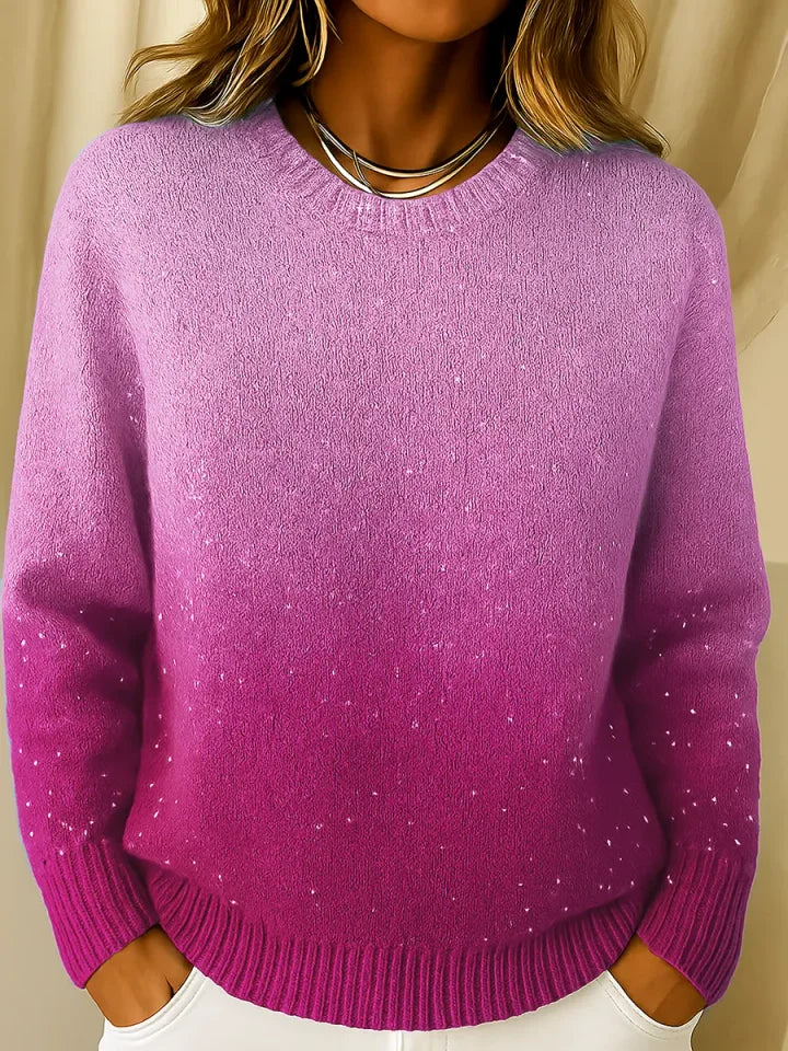 Pull en tricot dégradé ombré pour femme doux et élégant