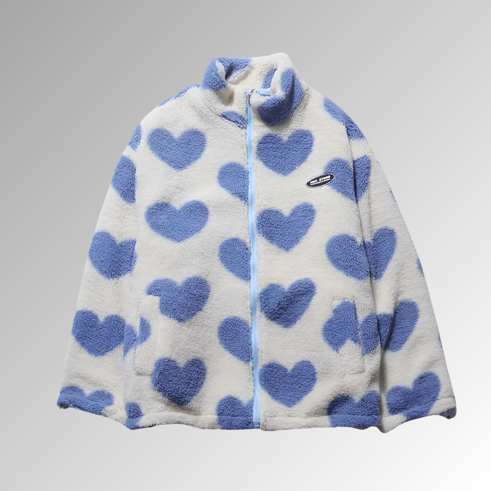 Manteau d’hiver femme en peluche double face – Motifs cœur, chaud