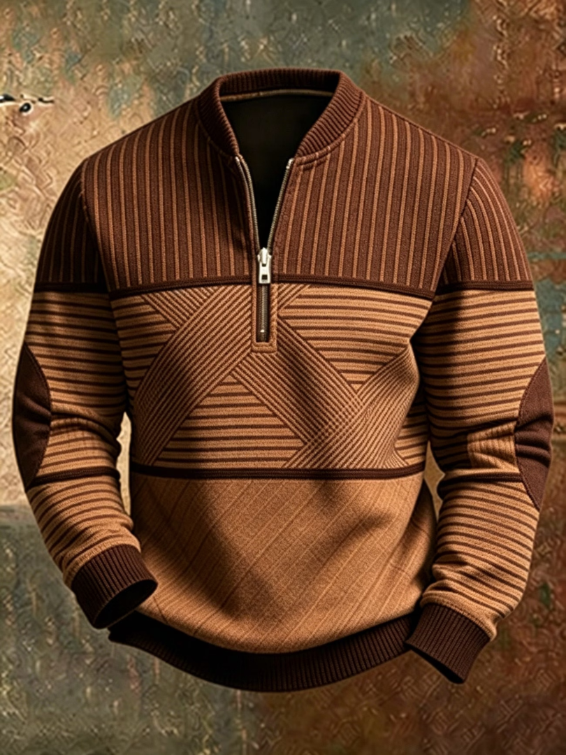 Pull homme graphique à col montant demi-zip