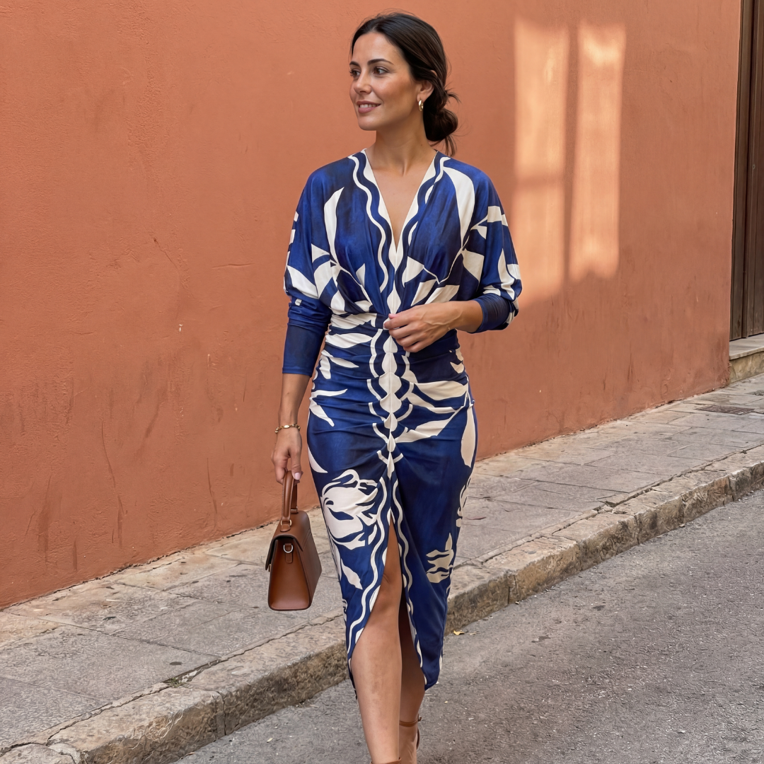 Robe Femme Élégante Décolleté V Coupe Croisée Fluide