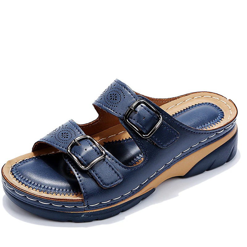 Sandales femme confort à double bride réglable et semelle ergonomique