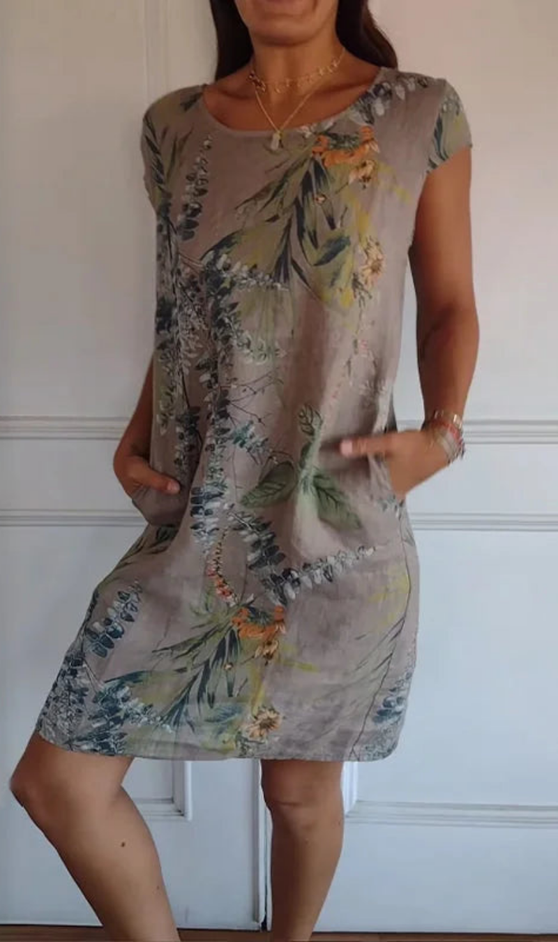 Robe femme fluide à imprimé végétal avec poches