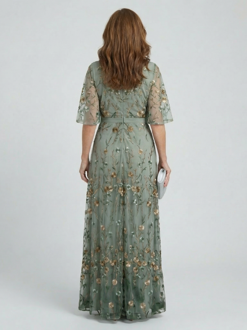 Robe longue femme fleurie à col cache-cœur