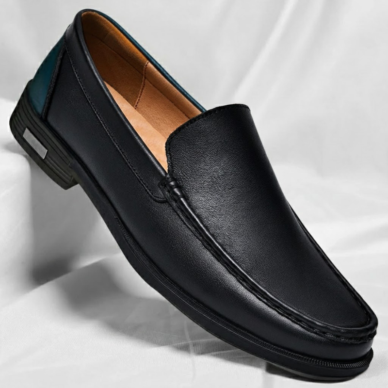 Mocassins homme en cuir avec coutures contrastées
