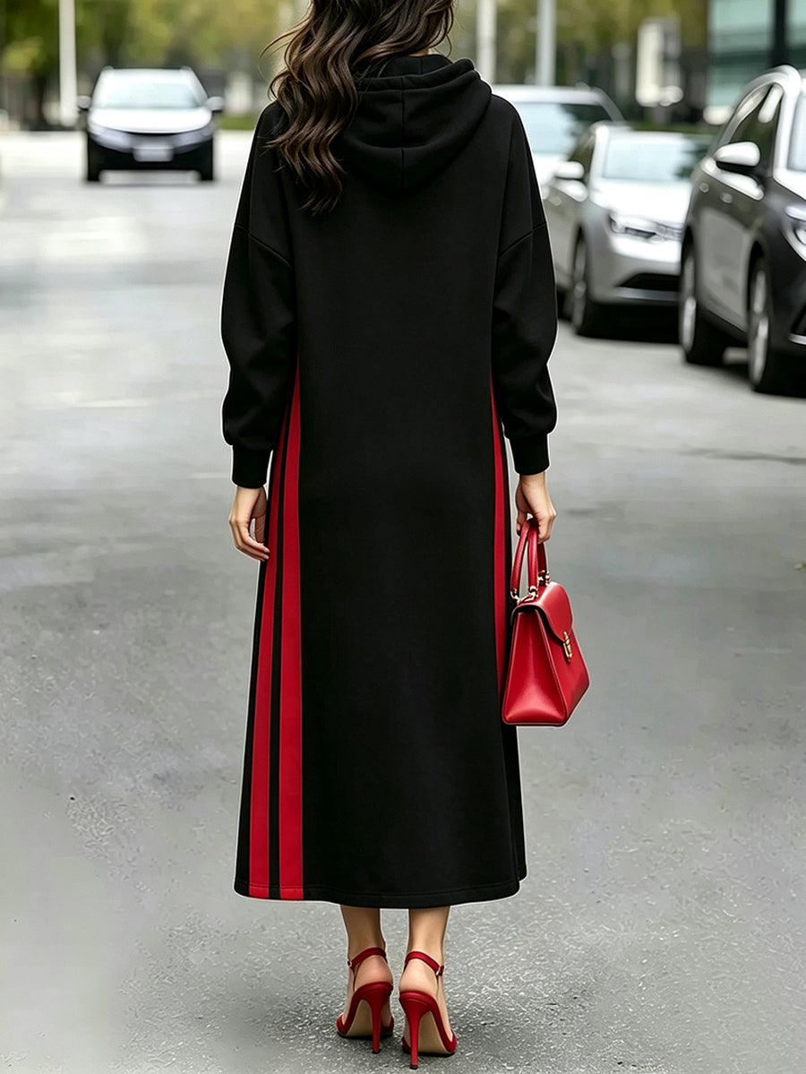 Robe longue femme à capuche et imprimé floral