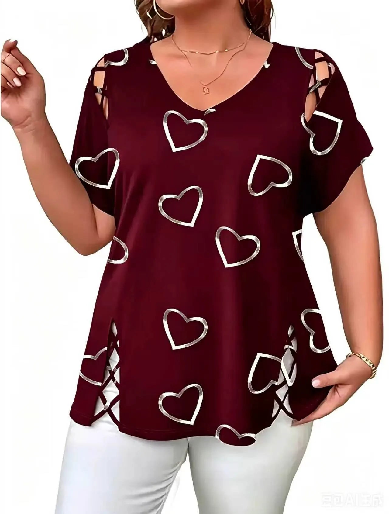 Blouse femme tie-dye avec découpes lacées sur les côtés