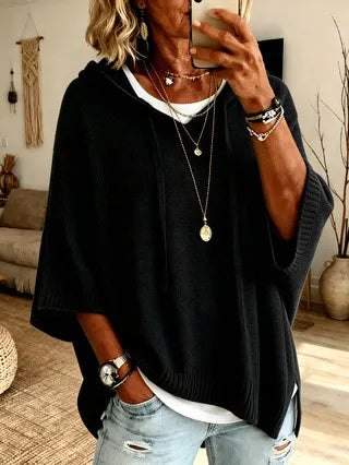 Pull à capuche oversize en maille douce pour femme